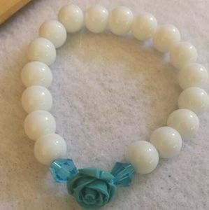 Stretch Bracelet white and teal